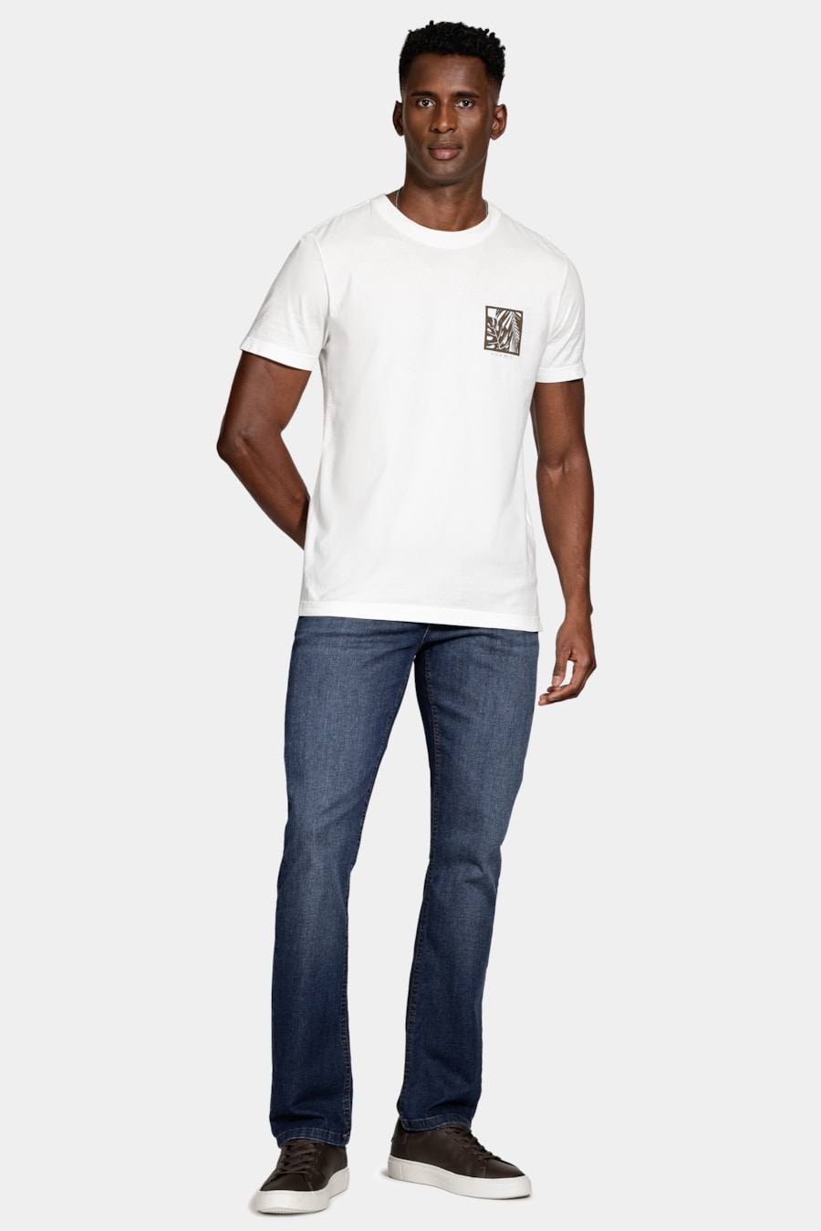 Camiseta Manga Curta Algodão Folhas Off White — foto 2 de 5