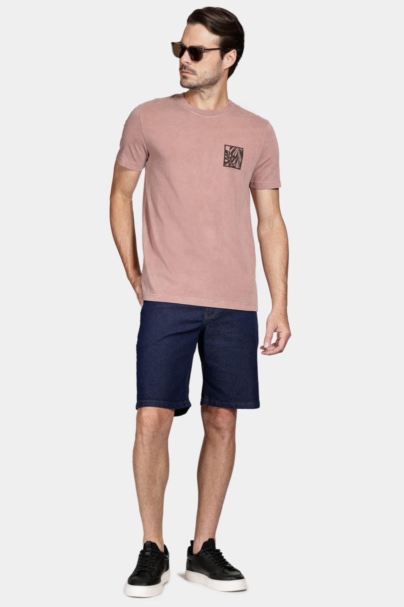 Camiseta Manga Curta Algodão Folhas Terracota 116