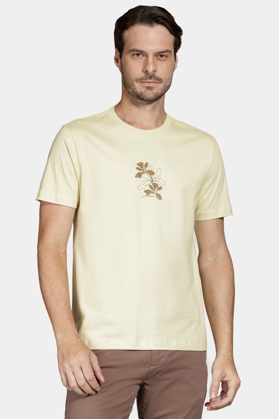 Camiseta Manga Curta Algodão Folhas Vanilla 116 — foto 1 de 5