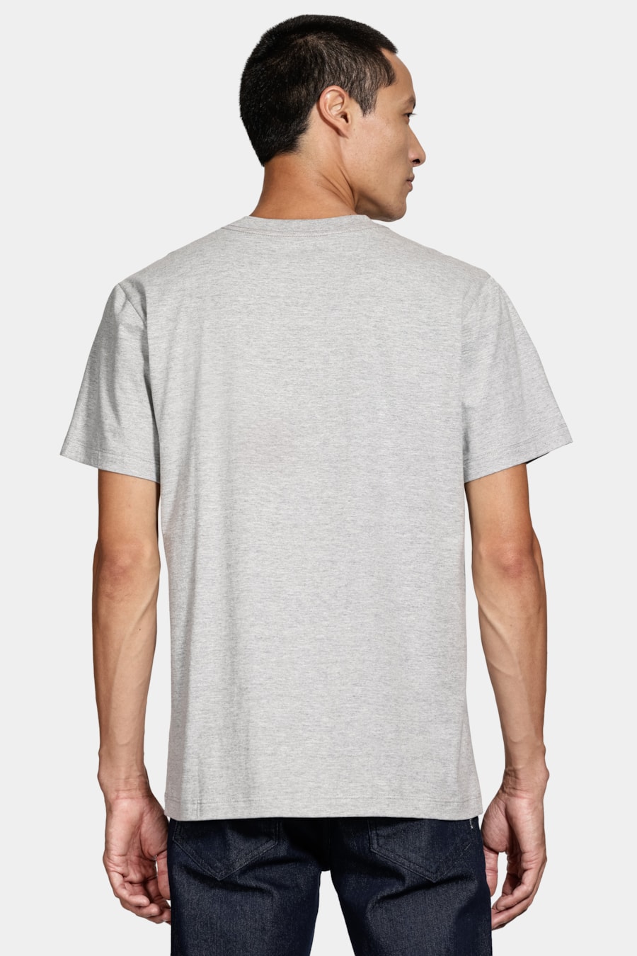 Camiseta Manga Curta Algodão Geométrica Cinza Mescla — foto 4 de 5