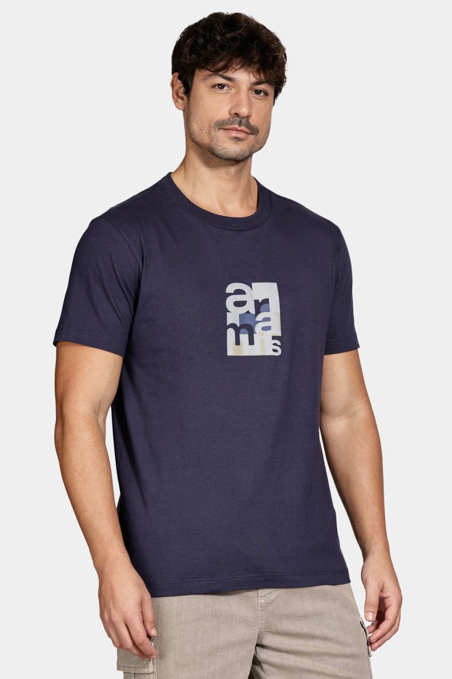 Camiseta Manga Curta Algodão Geométrica Navy — foto 1 de 5