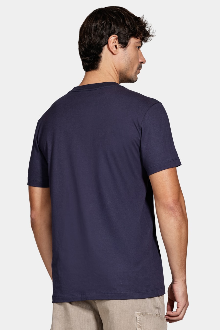 Camiseta Manga Curta Algodão Geométrica Navy — foto 4 de 5