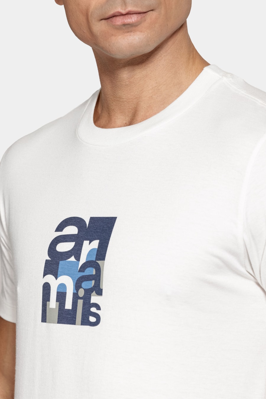 Camiseta Manga Curta Algodão Geométrica Off White — foto 3 de 5