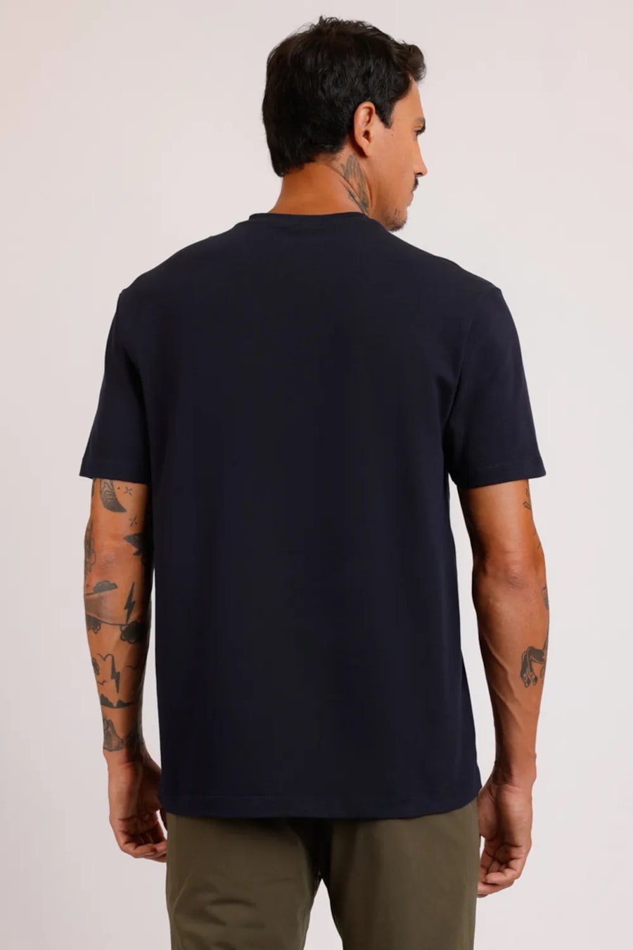 Camiseta Manga Curta Algodão Gola Careca Marinho — foto 5 de 5