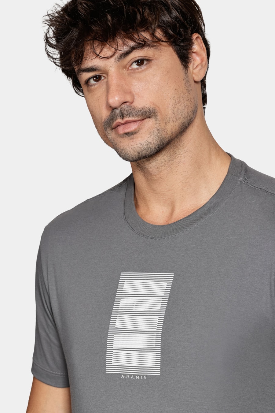 Camiseta Manga Curta Algodão Linhas Cinza Grafite 115 — foto 3 de 5