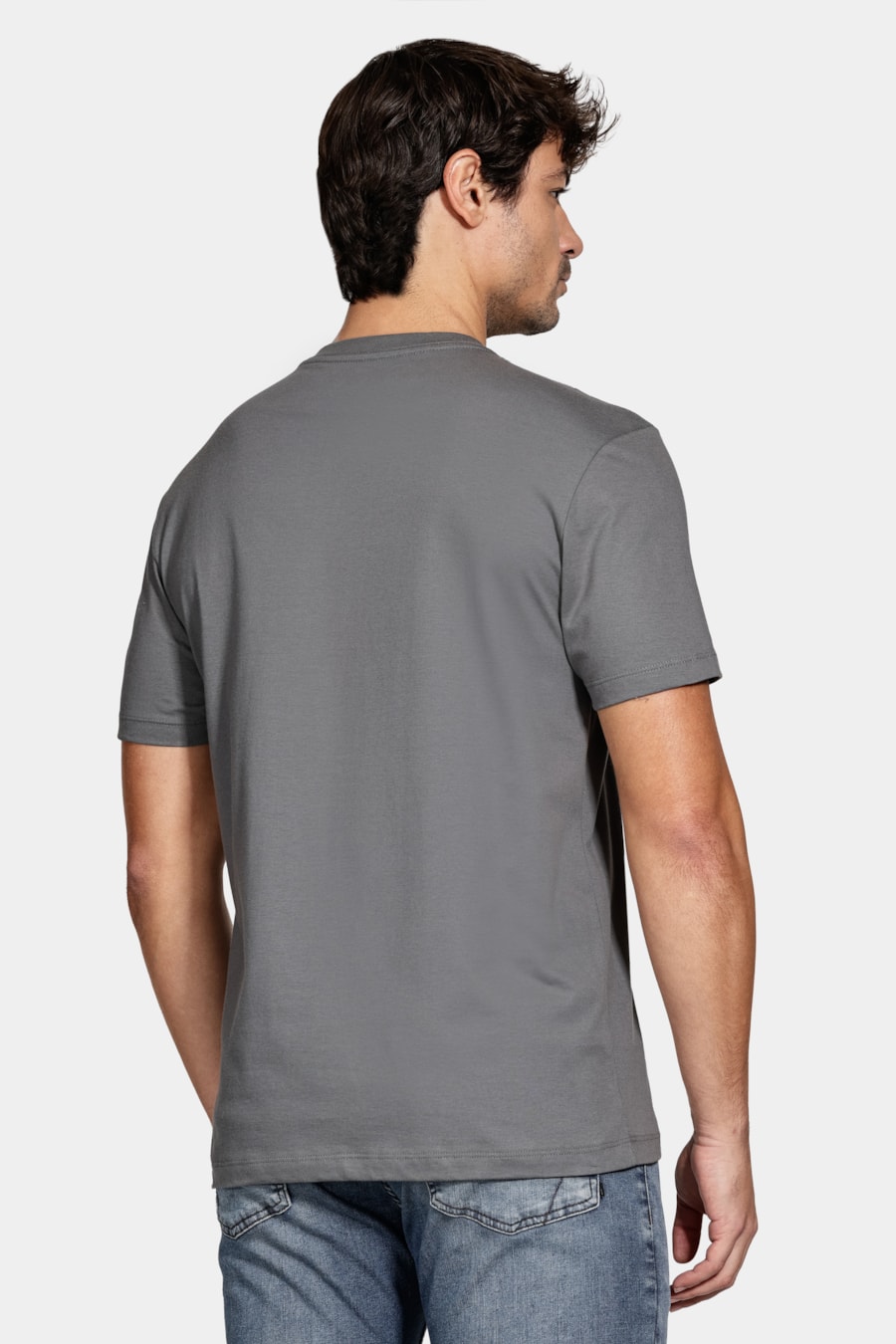 Camiseta Manga Curta Algodão Linhas Cinza Grafite 115 — foto 4 de 5