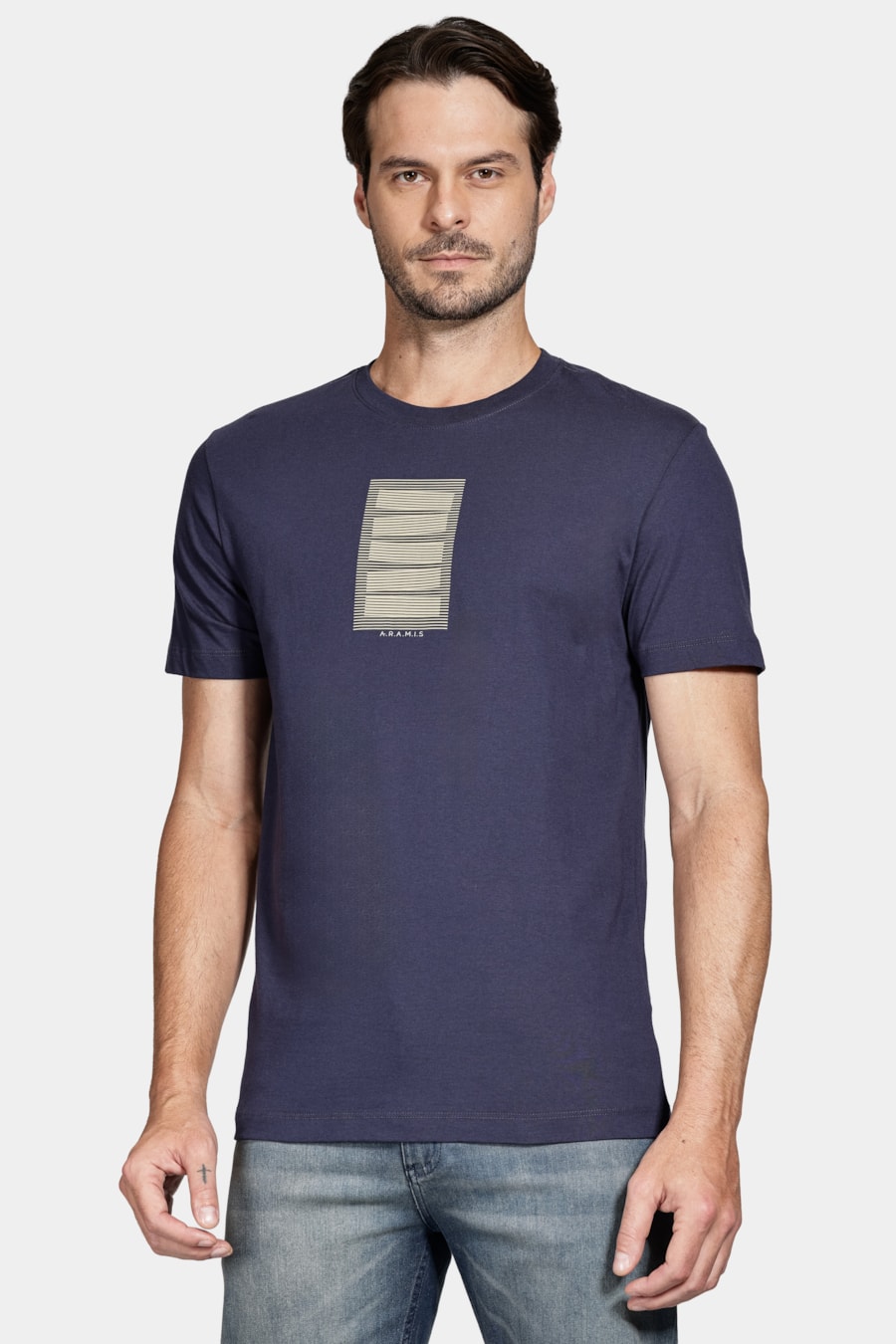 Camiseta Manga Curta Algodão Linhas Navy — foto 1 de 5