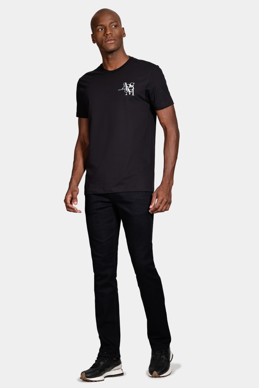 Camiseta Manga Curta Algodão New Preppy Preto — foto 2 de 5
