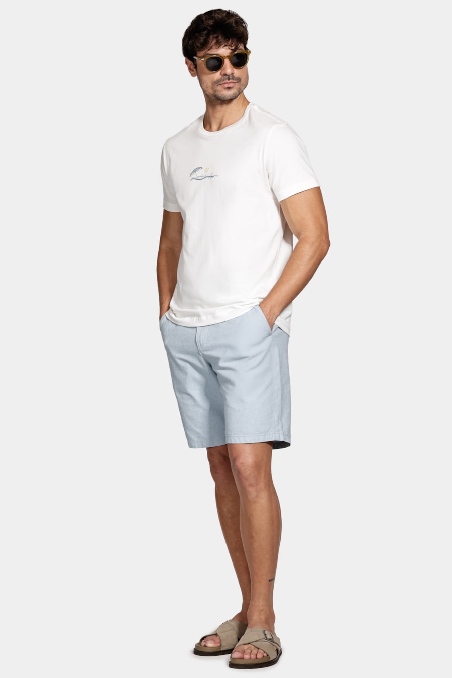 Camiseta Manga Curta Algodão Oceano Off White — foto 2 de 5