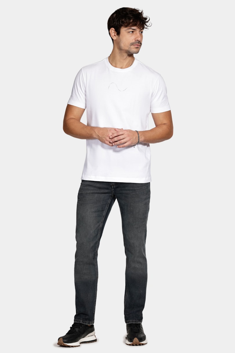 Camiseta Manga Curta Algodão Onda Branco