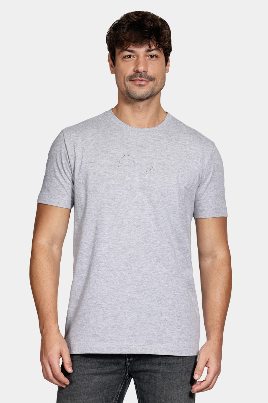 Camiseta Manga Curta Algodão Onda Cinza Mescla — foto 1 de 5