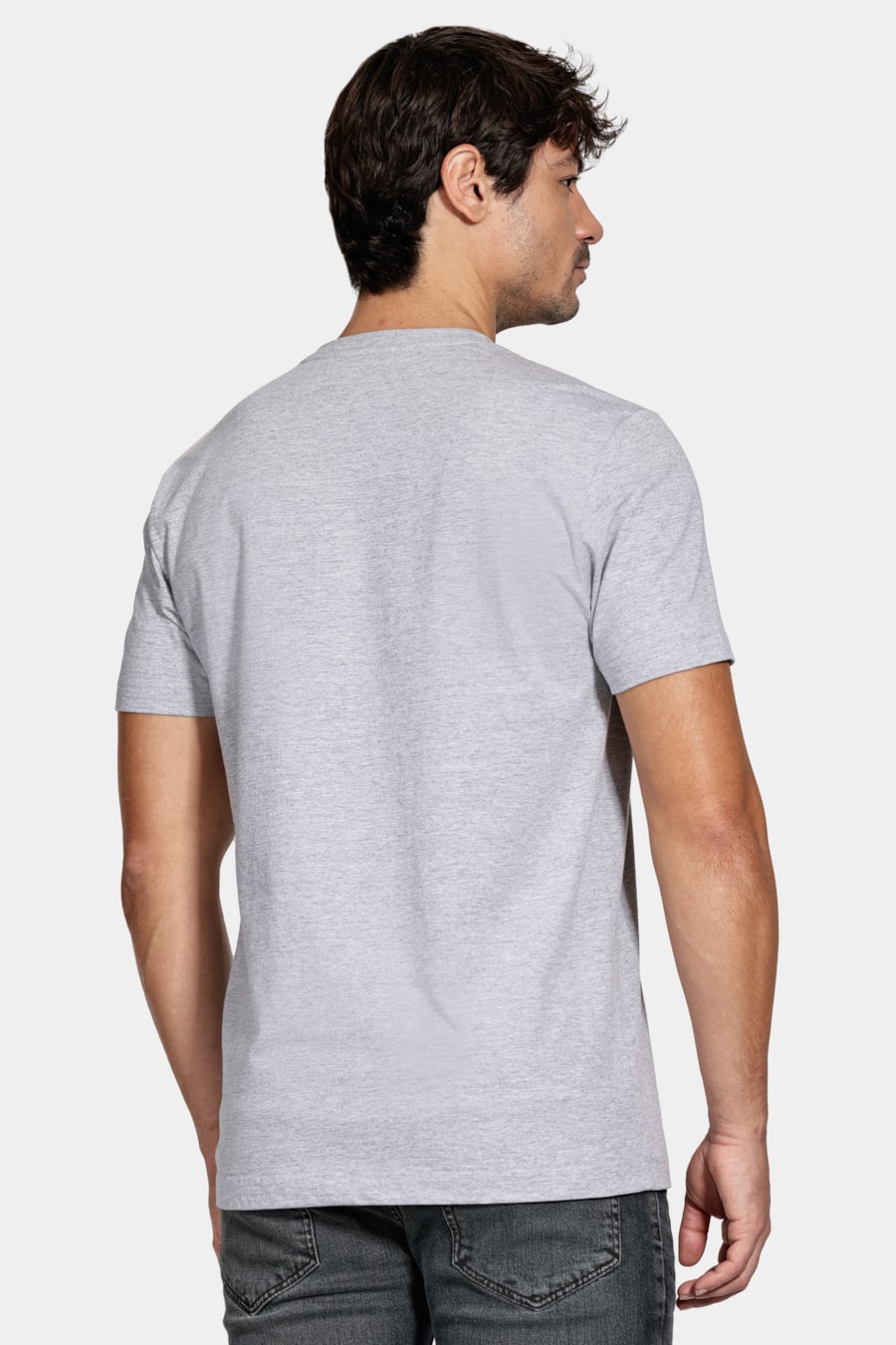 Camiseta Manga Curta Algodão Onda Cinza Mescla — foto 4 de 5