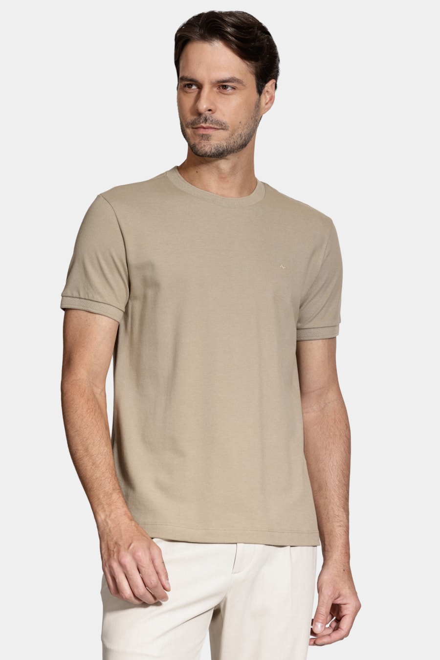 Camiseta Manga Curta Algodão Piquet Areia 116 — foto 1 de 5