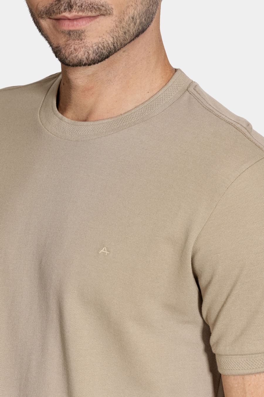 Camiseta Manga Curta Algodão Piquet Areia 116 — foto 3 de 5