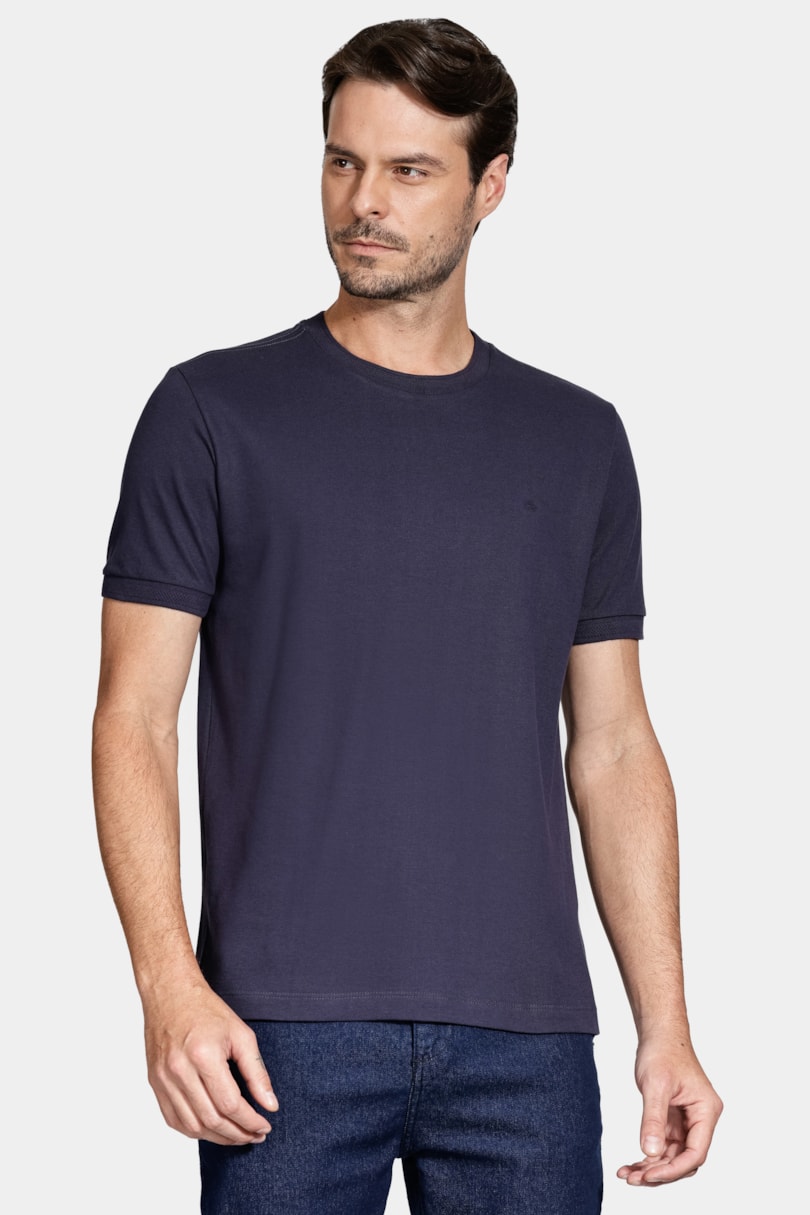 Camiseta Manga Curta Algodão Piquet Navy
