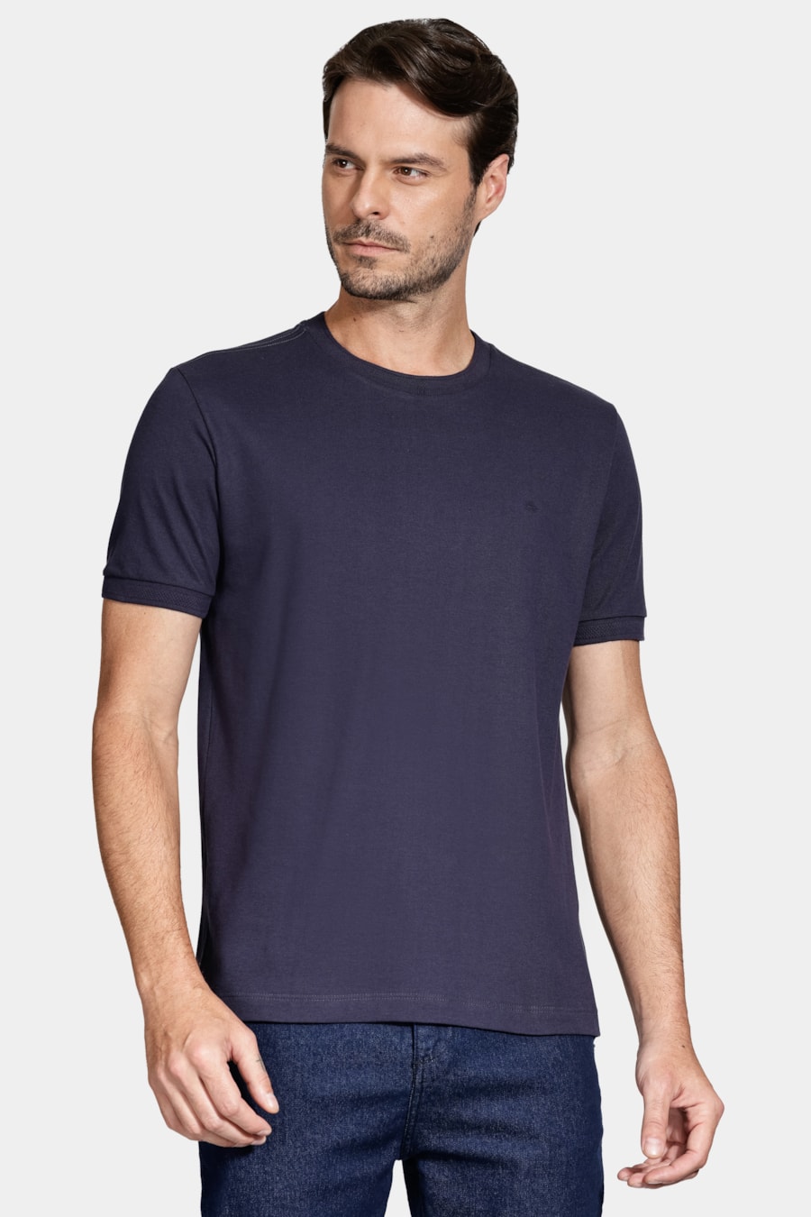 Camiseta Manga Curta Algodão Piquet Navy — foto 1 de 5