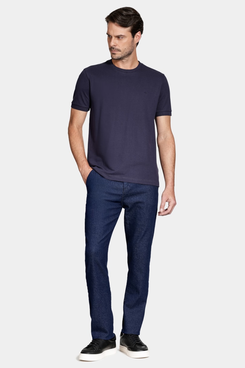 Camiseta Manga Curta Algodão Piquet Navy