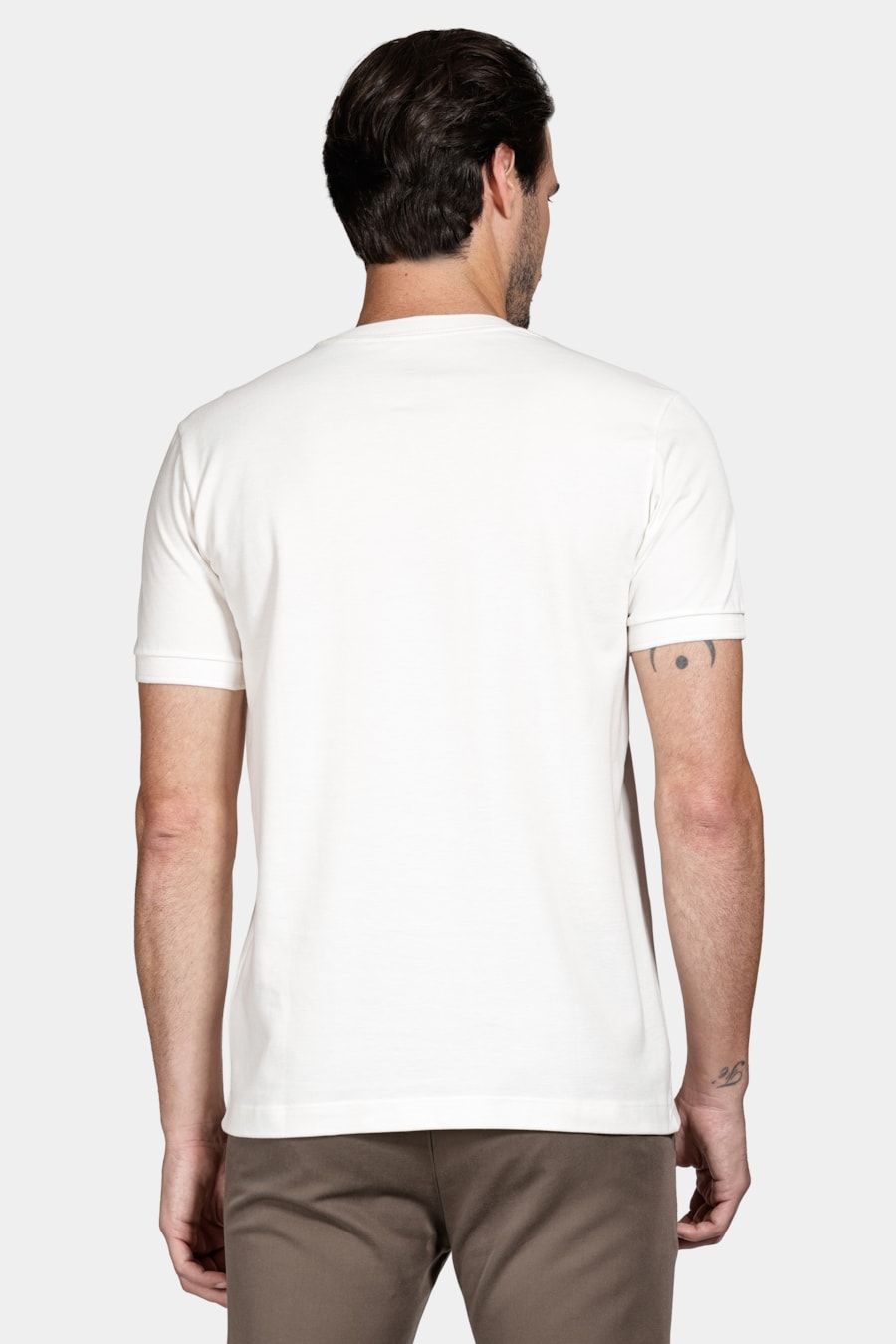 Camiseta Manga Curta Algodão Piquet Off White — foto 4 de 5
