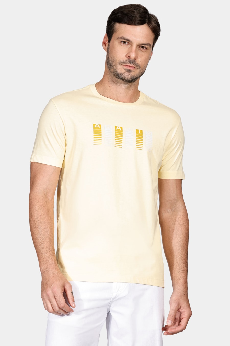 Camiseta Manga Curta Barras Aramis Amarelo Claro — foto 1 de 4