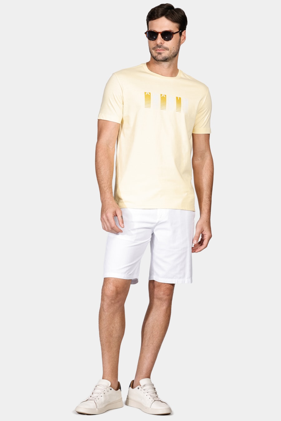 Camiseta Manga Curta Barras Aramis Amarelo Claro — foto 2 de 4