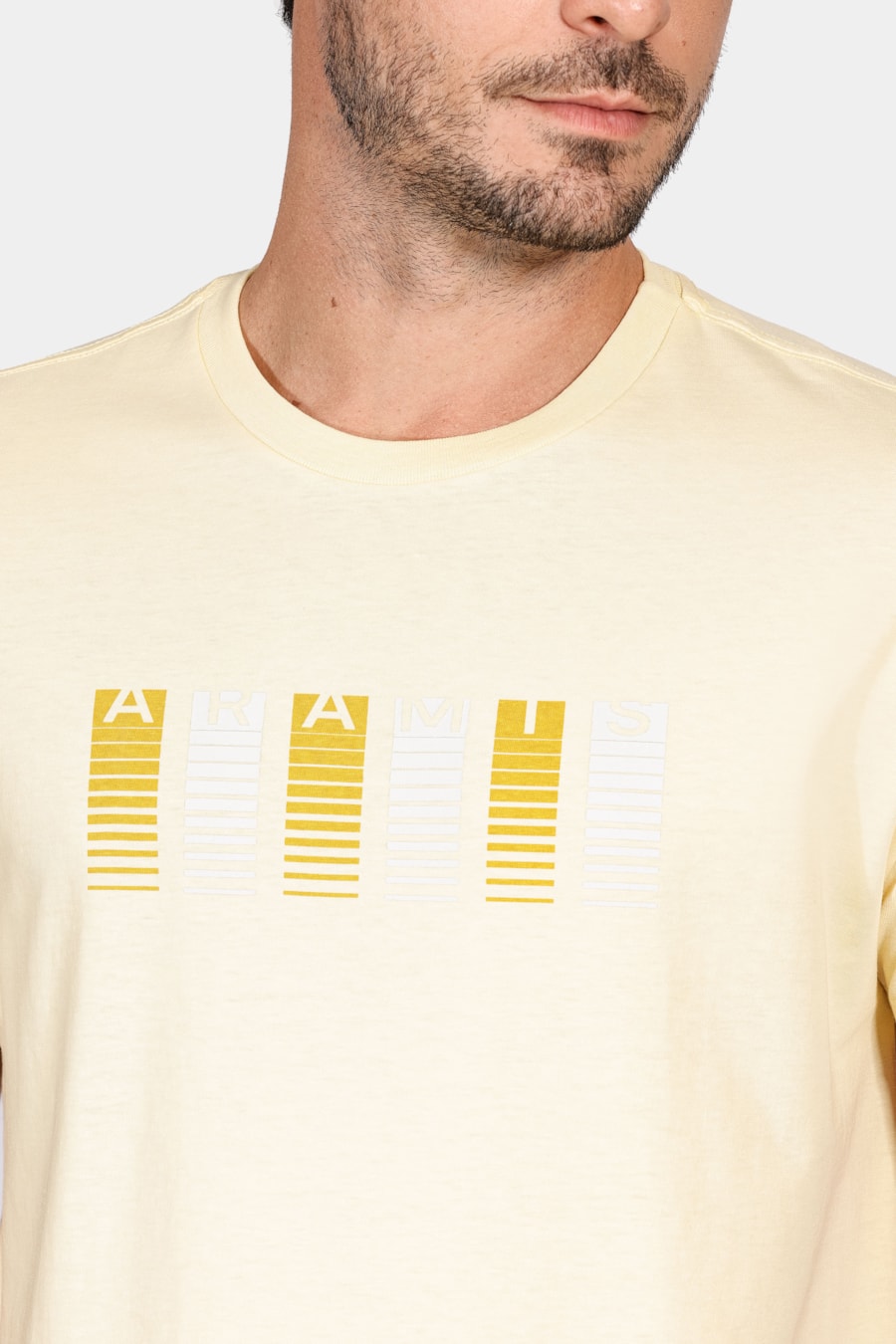 Camiseta Manga Curta Barras Aramis Amarelo Claro — foto 3 de 4
