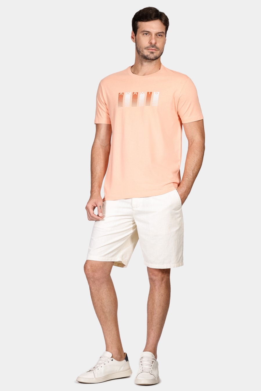 Camiseta Manga Curta Barras Aramis Salmão — foto 2 de 4
