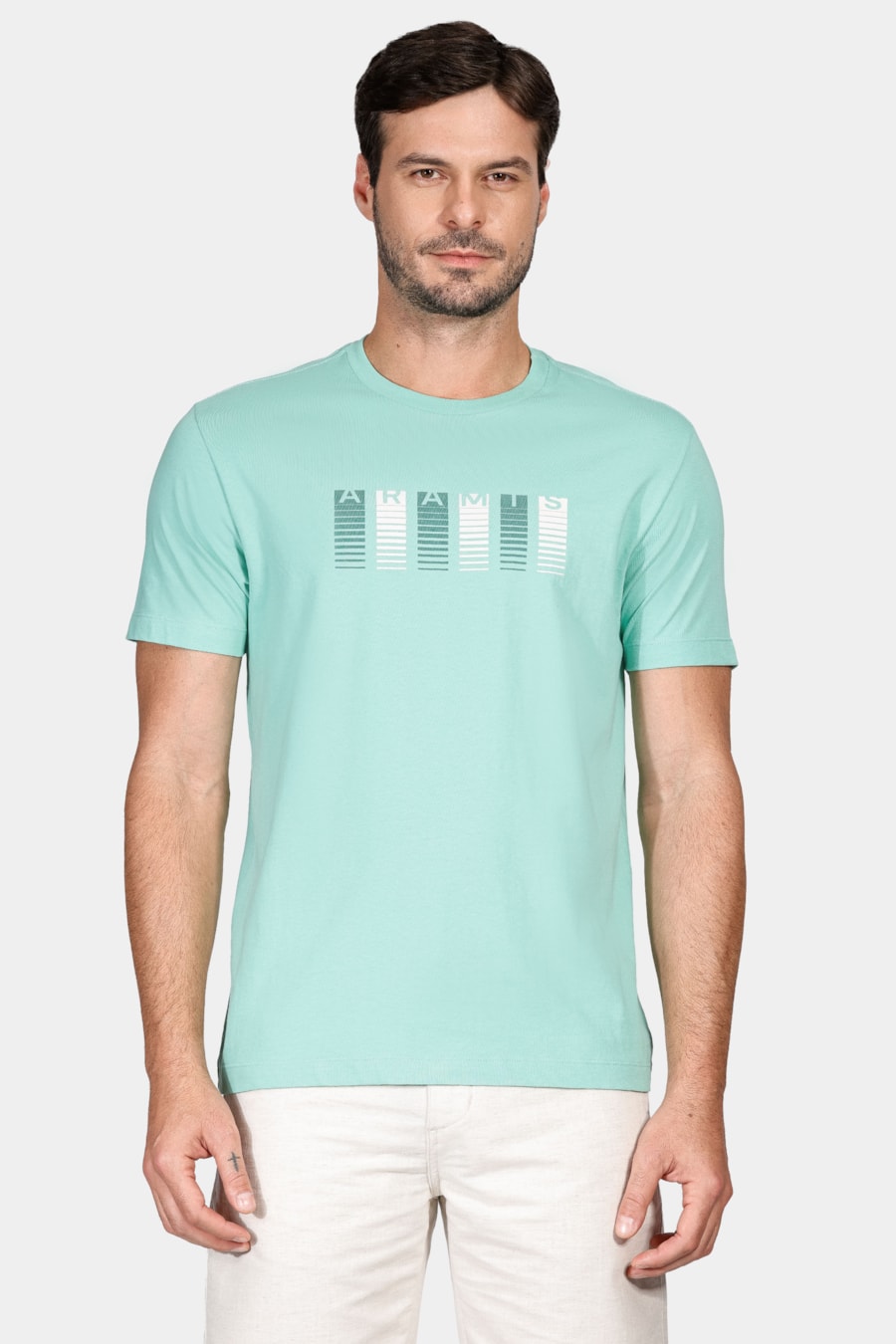 Camiseta Manga Curta Barras Aramis Verde Água — foto 1 de 4