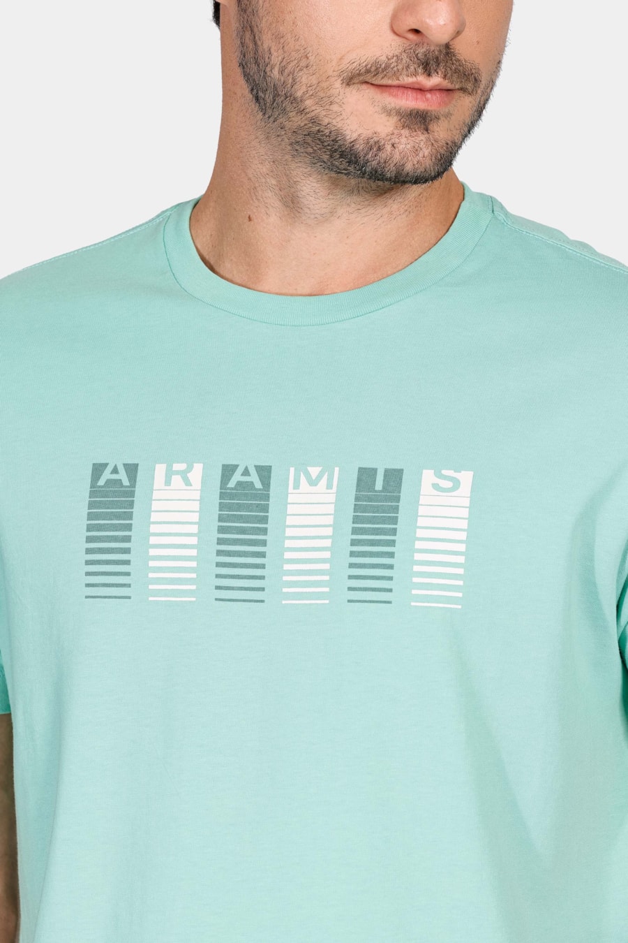 Camiseta Manga Curta Barras Aramis Verde Água — foto 3 de 4