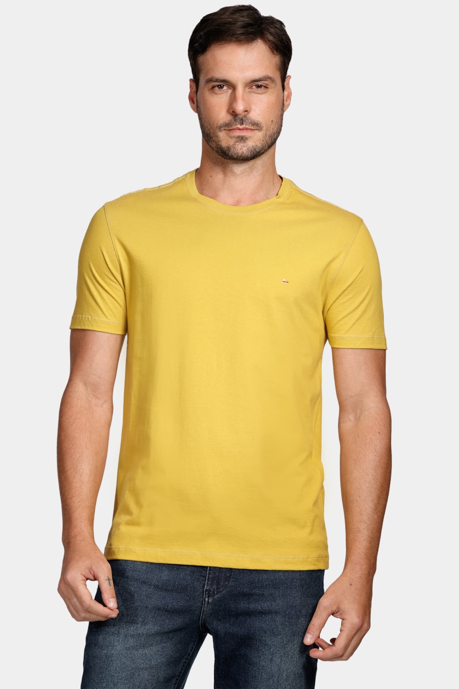 Camiseta Manga Curta Básica Amarelo Mostarda — foto 1 de 4