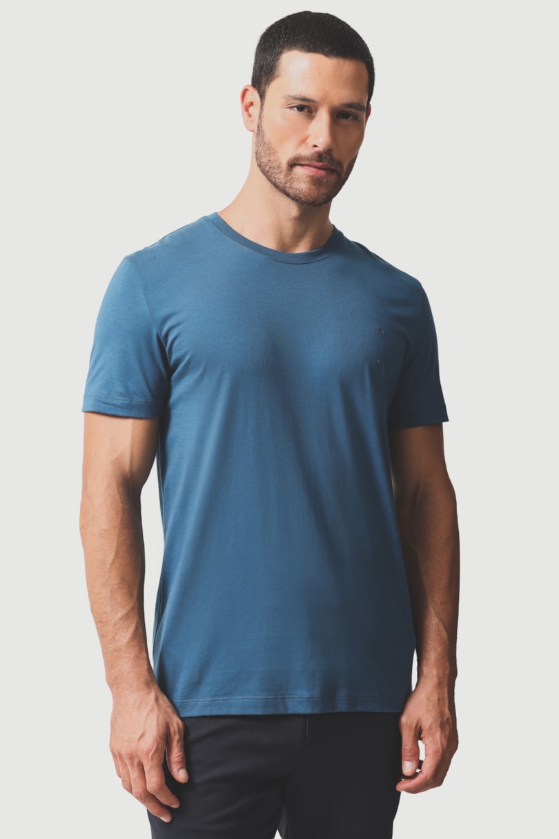 Camiseta Manga Curta Básica Azul Petroleo 115