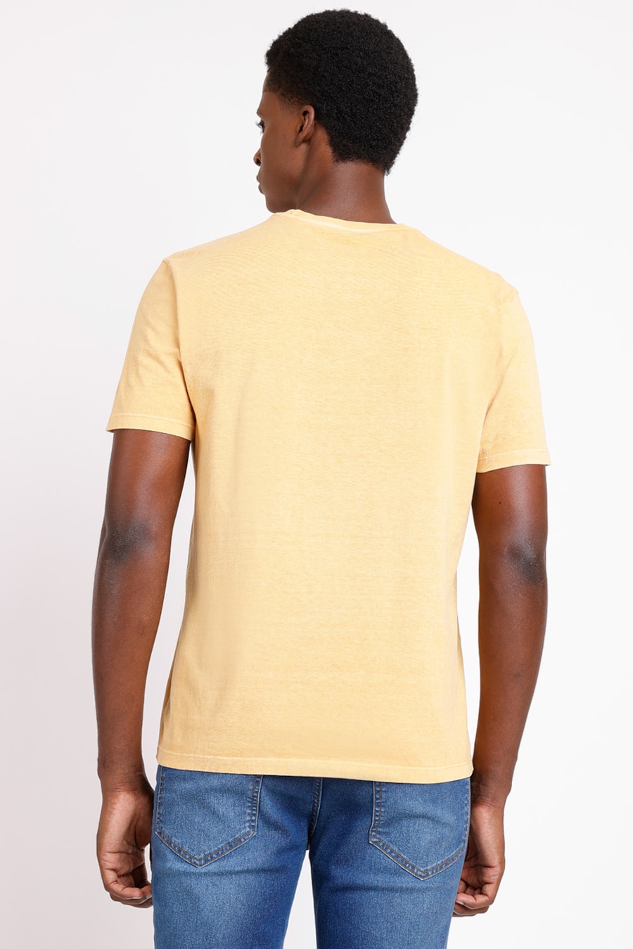 Camiseta Manga Curta Básica Bordado Amarelo — foto 2 de 2