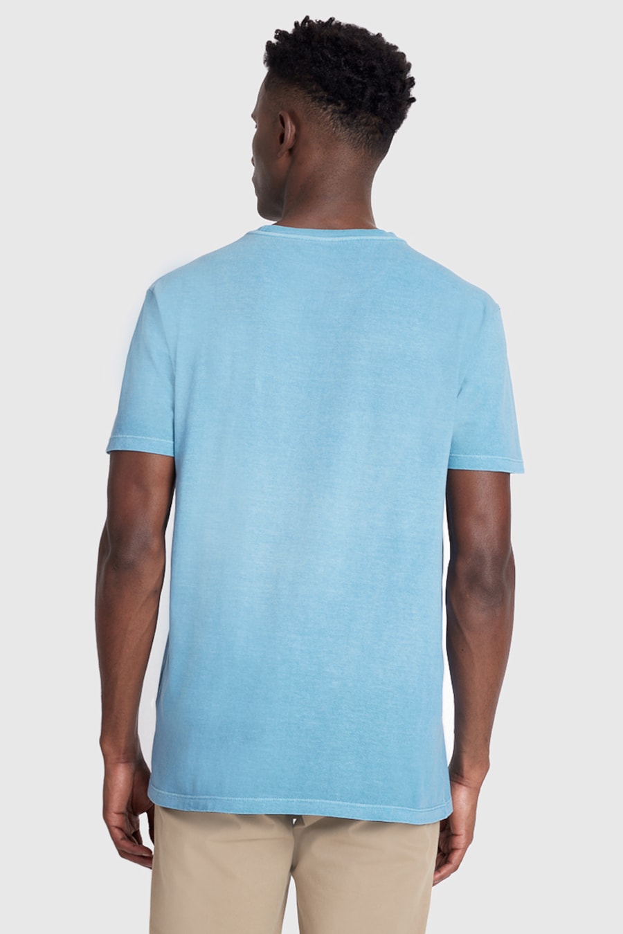 Camiseta Manga Curta Básica Bordado Azul Claro — foto 2 de 2