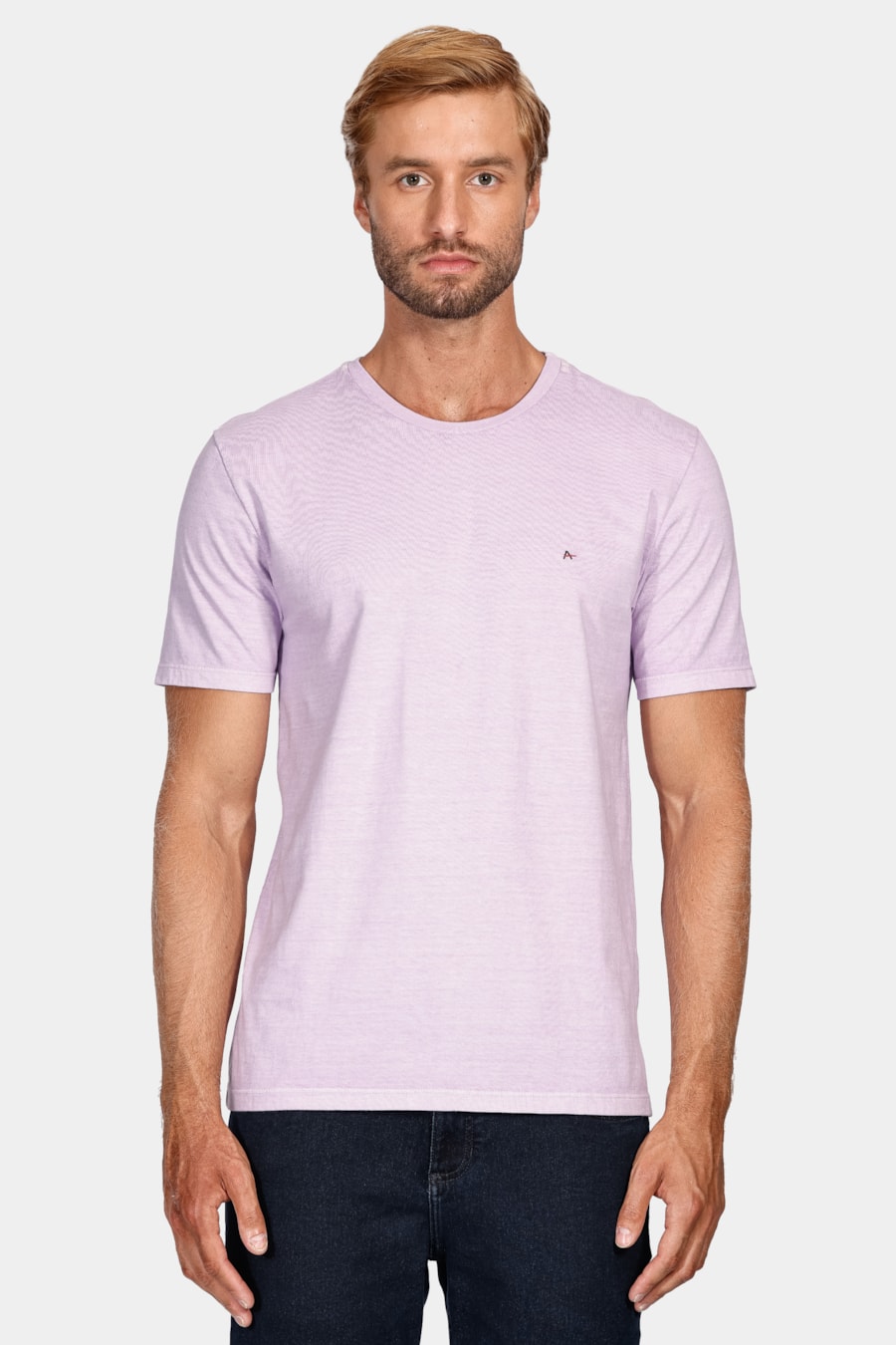 Camiseta Manga Curta Básica Bordado Lilás — foto 1 de 4