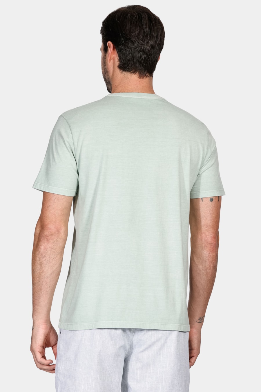 Camiseta Manga Curta Básica Bordado Verde Água — foto 4 de 4