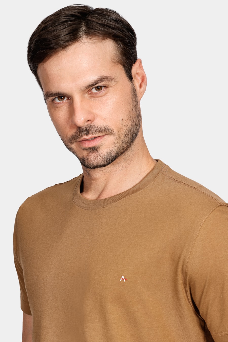 Camiseta Manga Curta Básica Cáqui Mascavo — foto 3 de 4