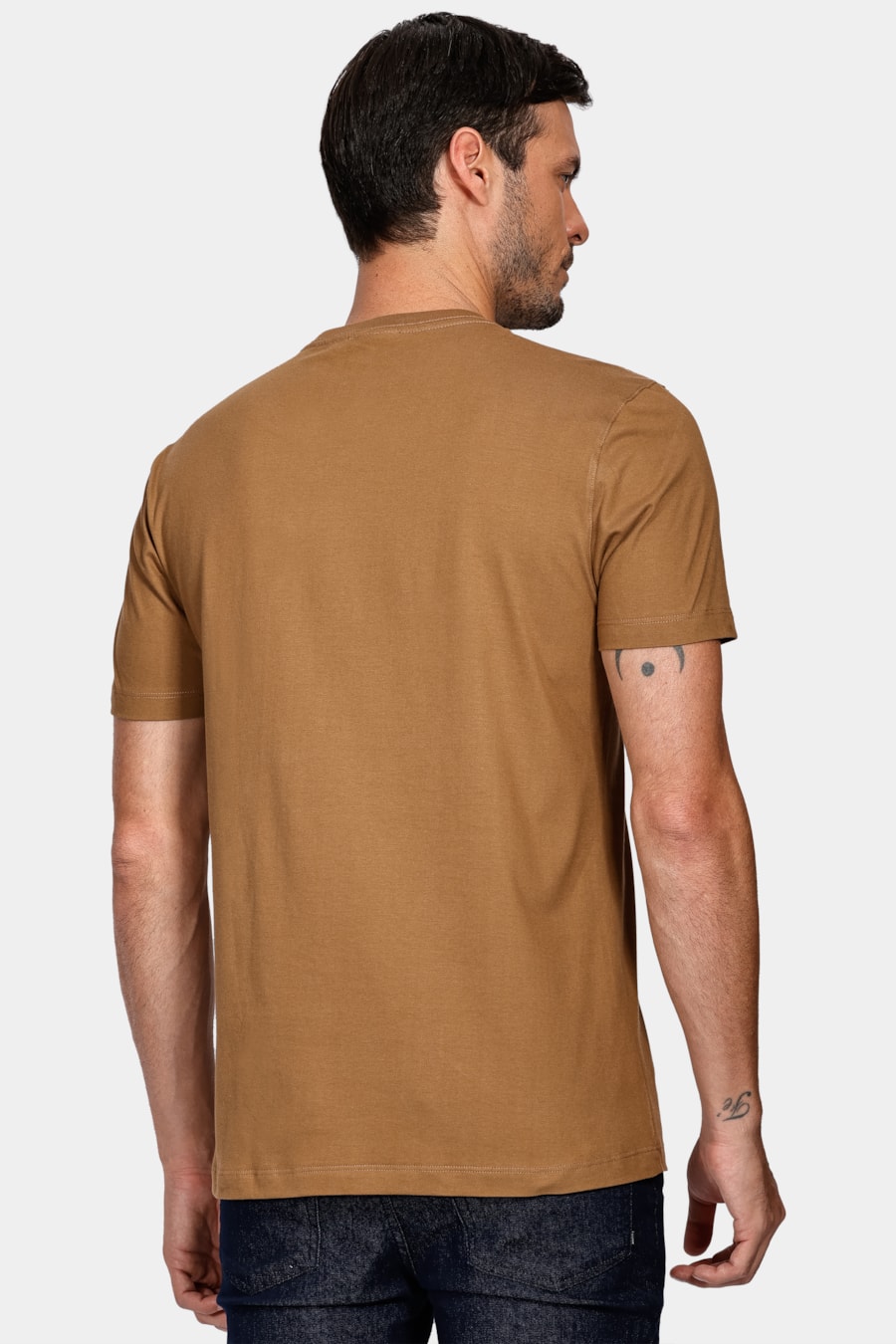 Camiseta Manga Curta Básica Cáqui Mascavo — foto 4 de 4