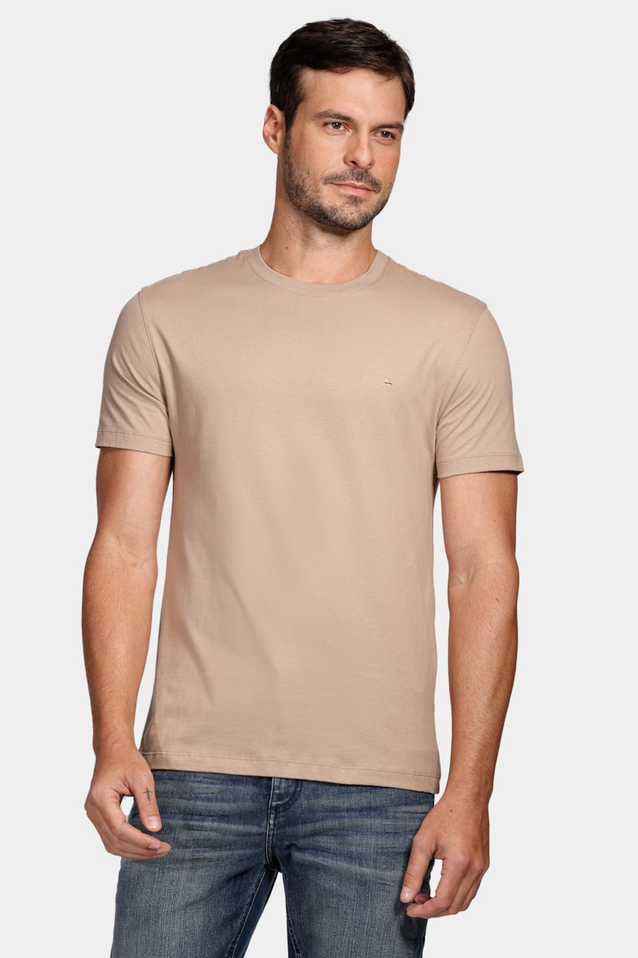 Camiseta Manga Curta Básica Cáqui Natural — foto 1 de 4