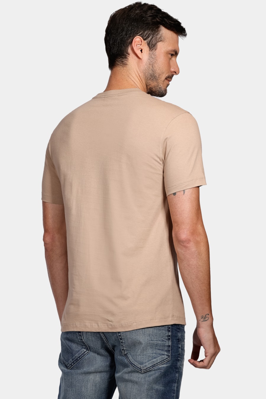 Camiseta Manga Curta Básica Cáqui Natural — foto 4 de 4