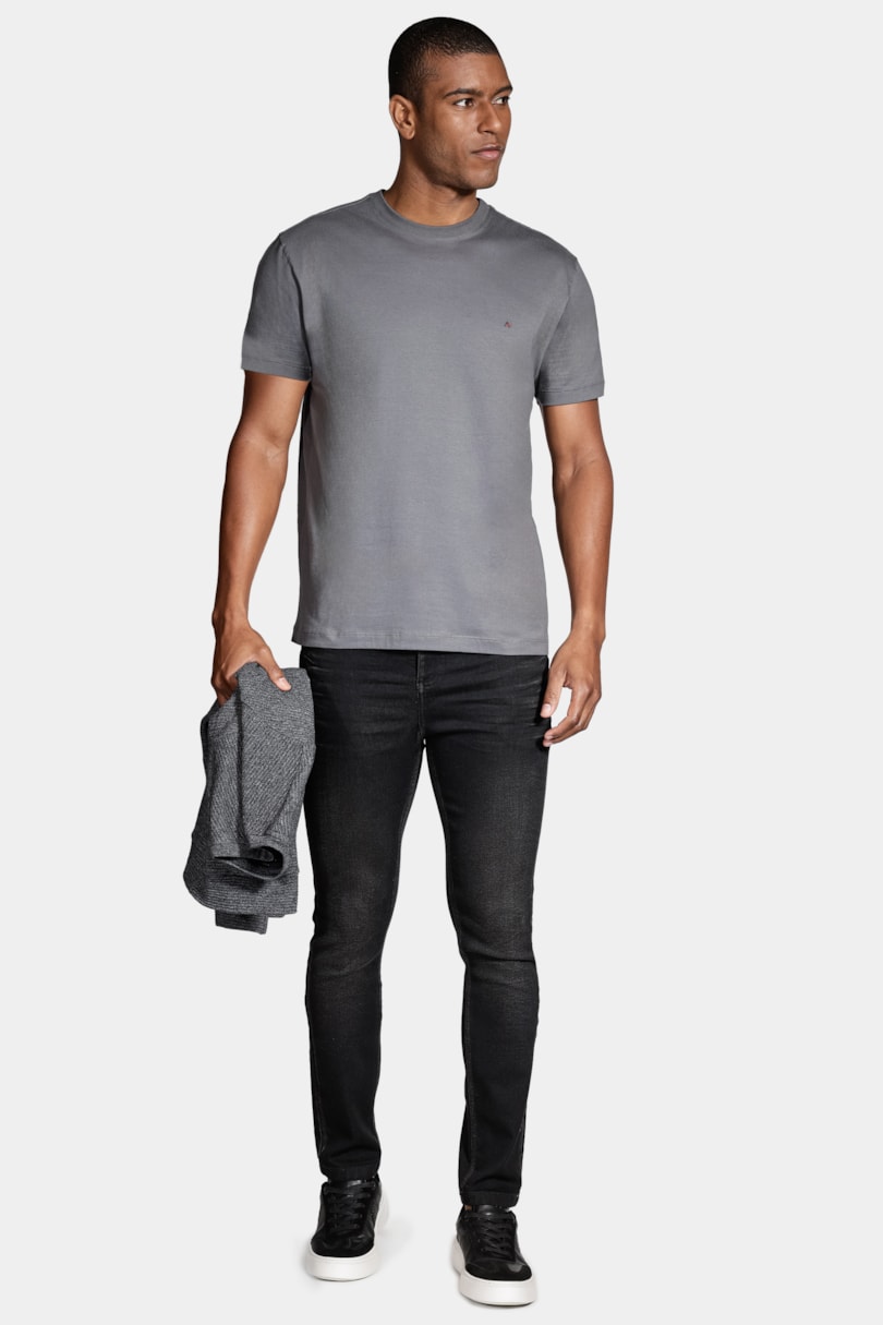Camiseta Manga Curta Básica Cinza Grafite