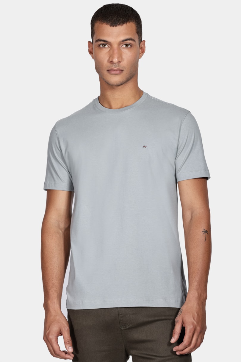Camiseta Manga Curta Básica Cinza Prata