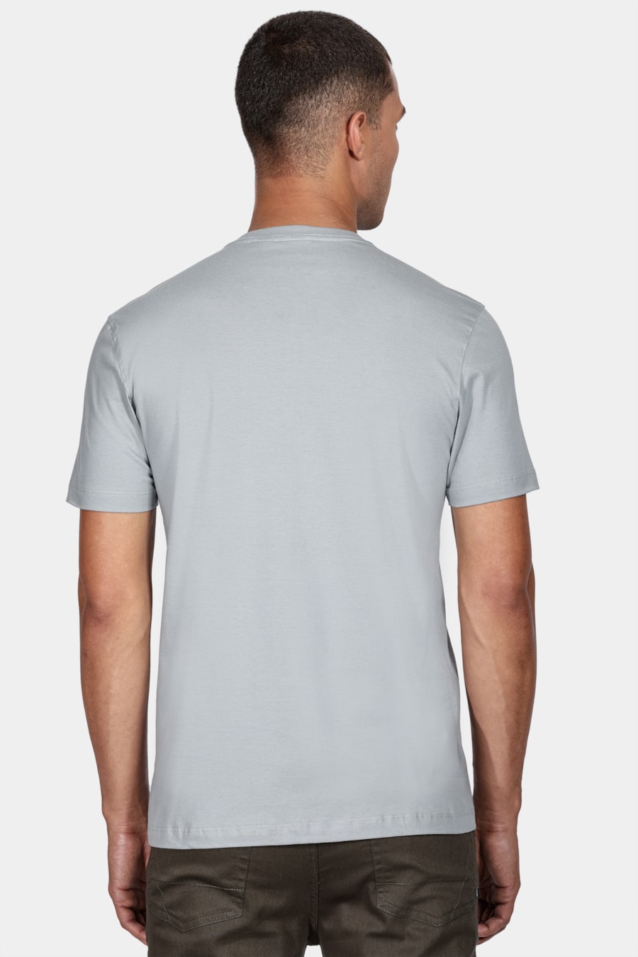 Camiseta Manga Curta Básica Cinza Prata — foto 4 de 6