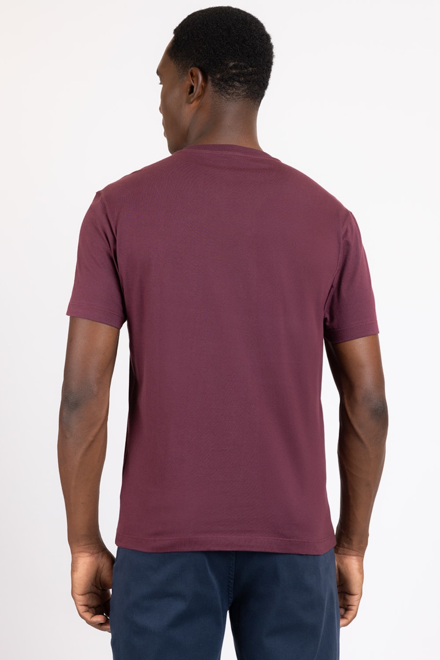 Camiseta Manga Curta Básica Com Gola v Burgundy — foto 2 de 2
