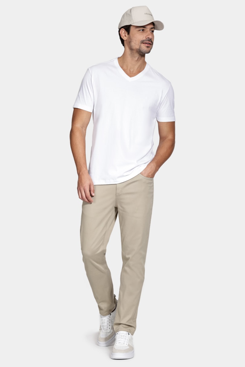 Camiseta  Manga Curta Básica Gola v Branco