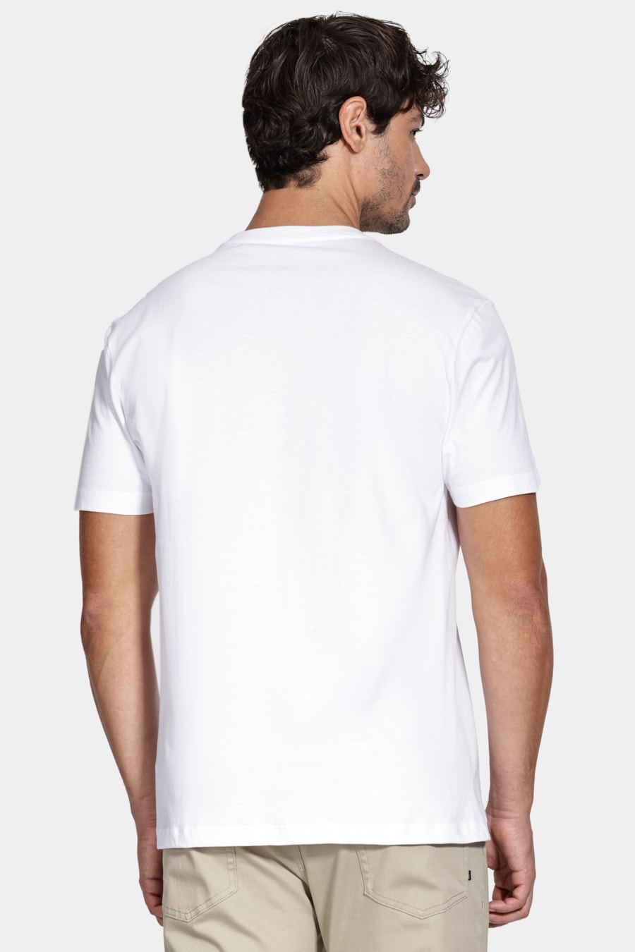 Camiseta  Manga Curta Básica Gola v Branco — foto 4 de 5
