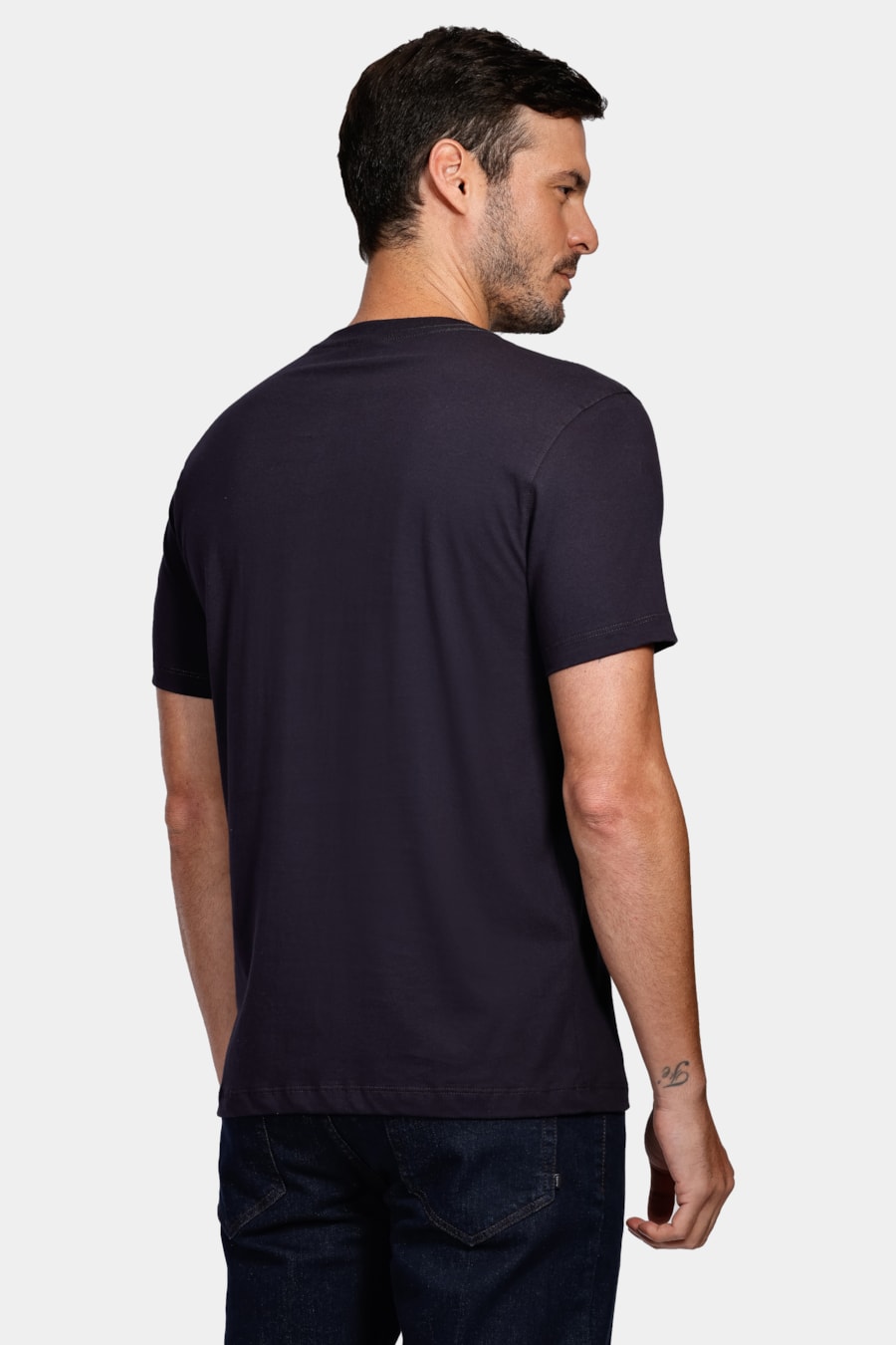 Camiseta Manga Curta Básica Gola v Marinho — foto 4 de 5