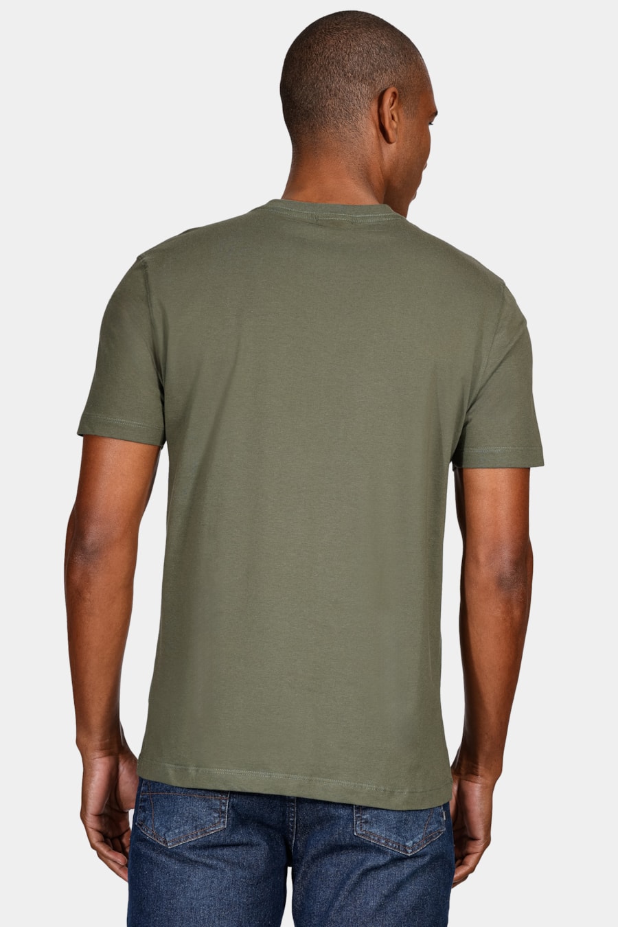 Camiseta  Manga Curta Básica Gola v Verde Militar — foto 4 de 4