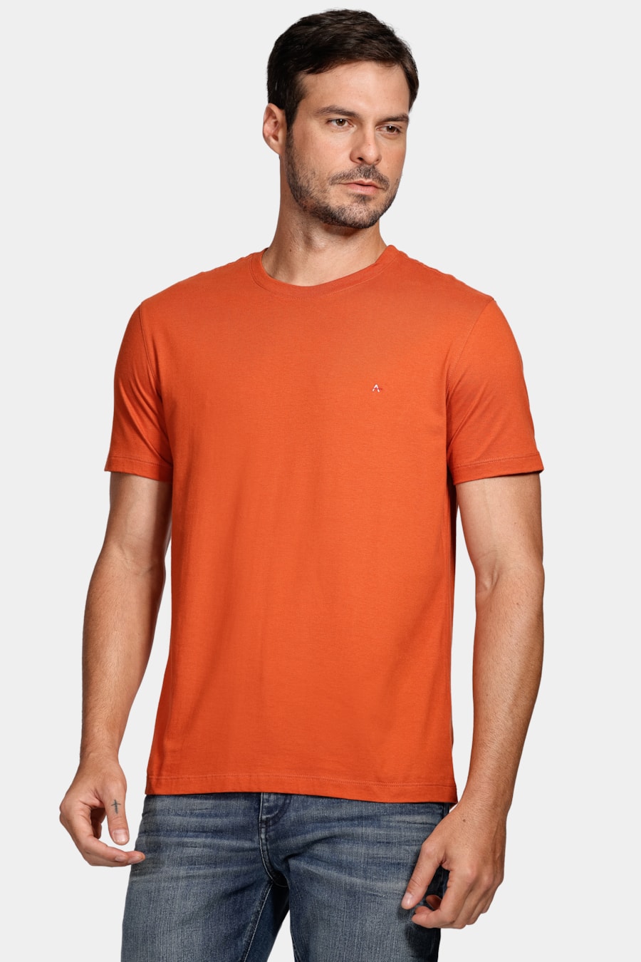 Camiseta Manga Curta Básica Laranja Ferrugem — foto 1 de 5