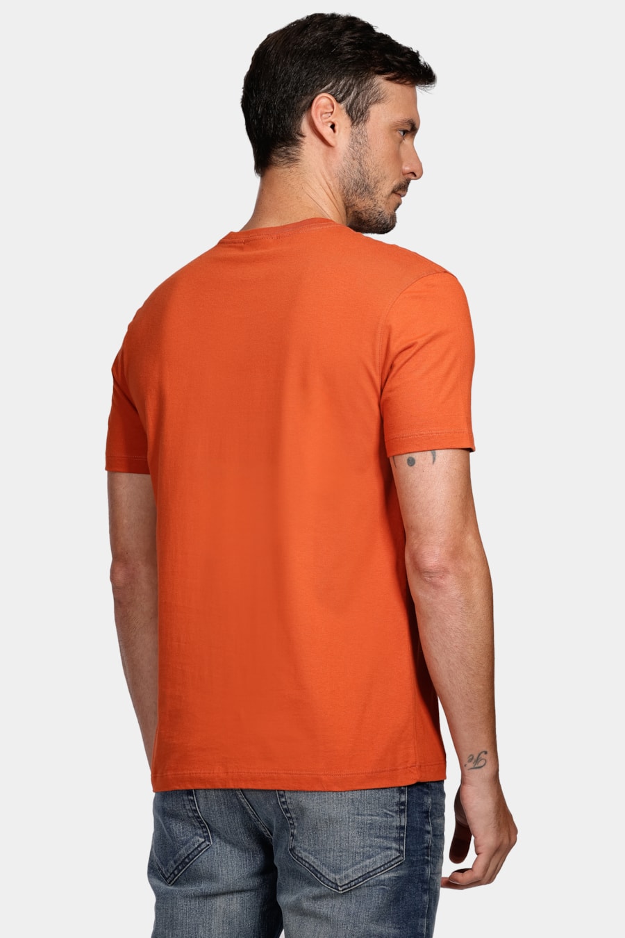Camiseta Manga Curta Básica Laranja Ferrugem — foto 4 de 5