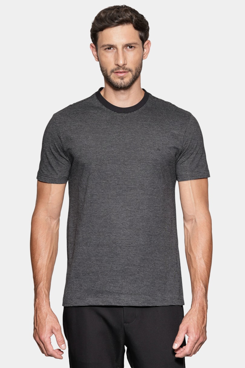 Camiseta Manga Curta Básica Listra Preto