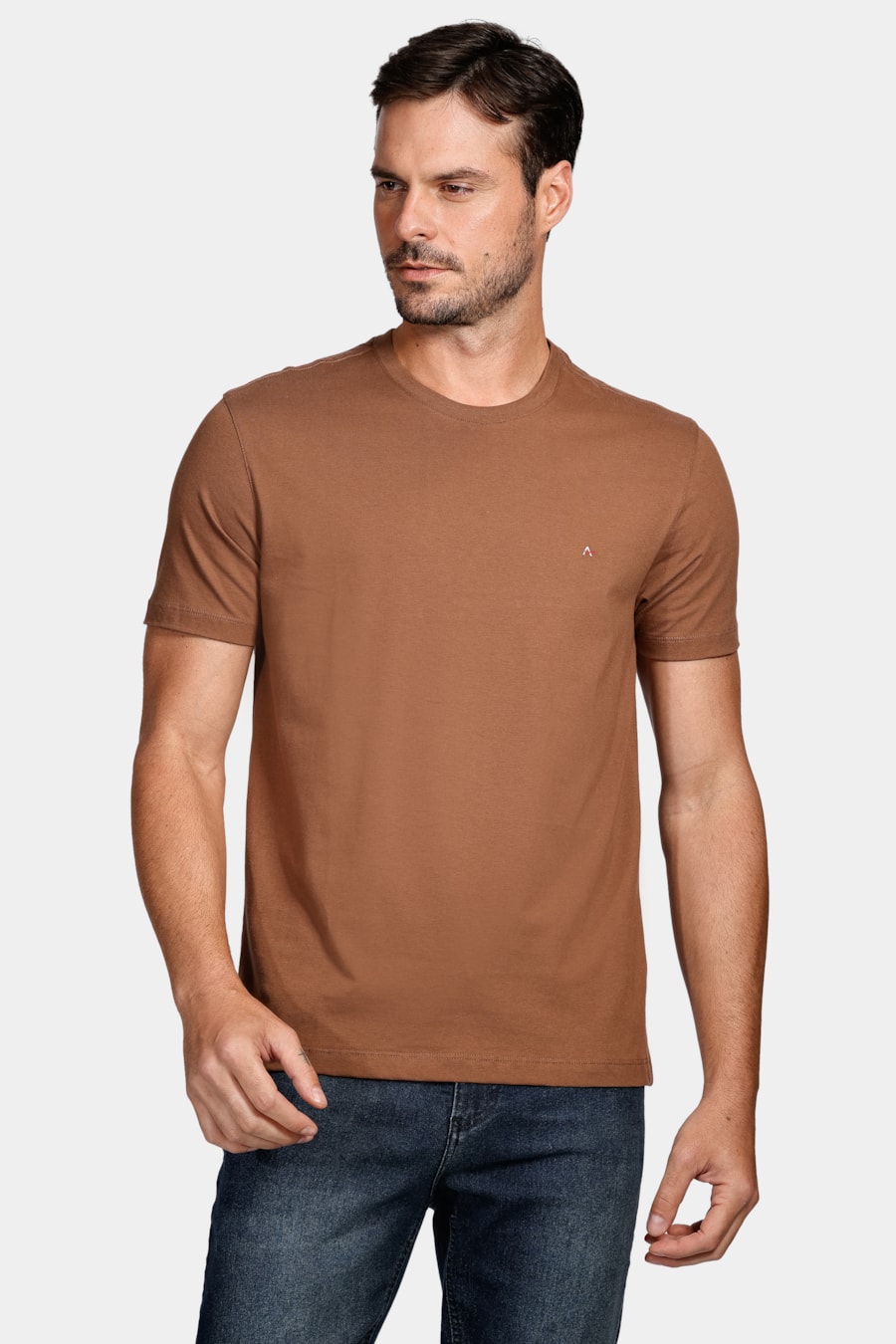 Camiseta Manga Curta Básica Marrom Cacau — foto 1 de 4